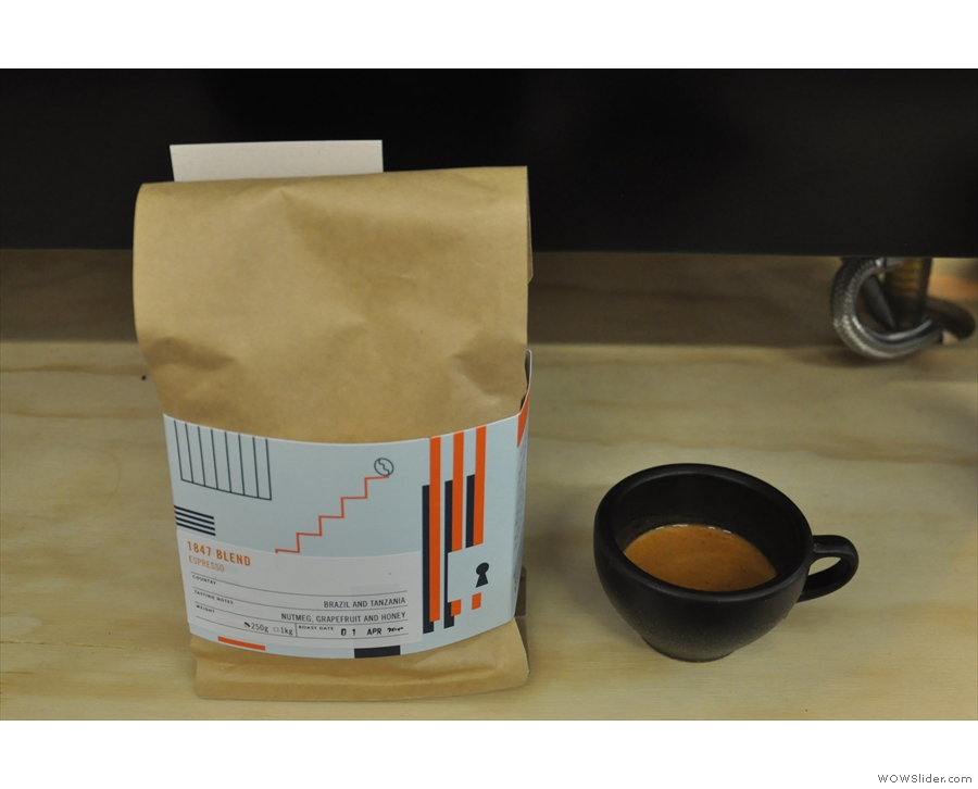 This is Remdemption Roaster's signature 1847 blend, a lovely espresso.