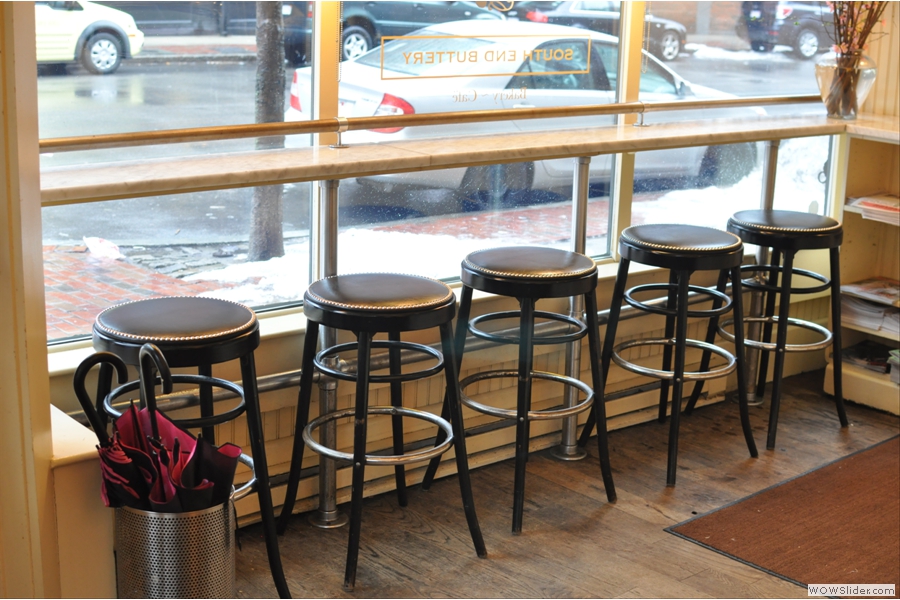 The bar stools in the front window are ideal for people-watching!