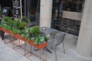 All those planters screen the outside seating area, which has plenty of tables...