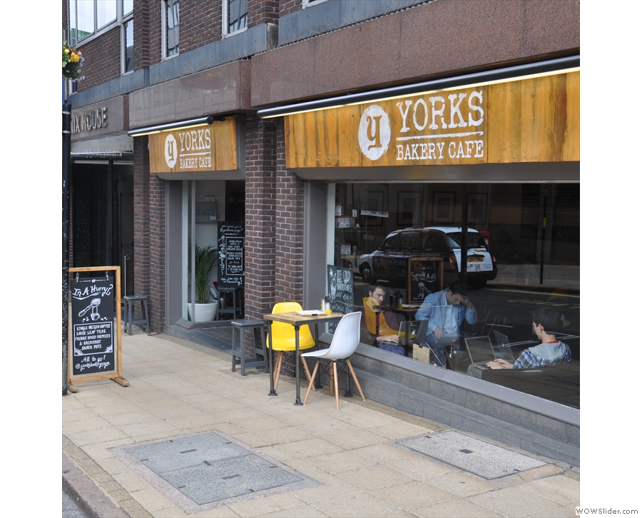Yorks Bakery Cafe on Newhall Street, making good use of its store-front and the A-boards.