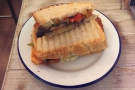 Spoiled for choice, I went for this excellent mushroom, pepper and halloumi sandwich.