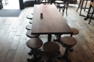 ... while there's also this long, communal table with stools.