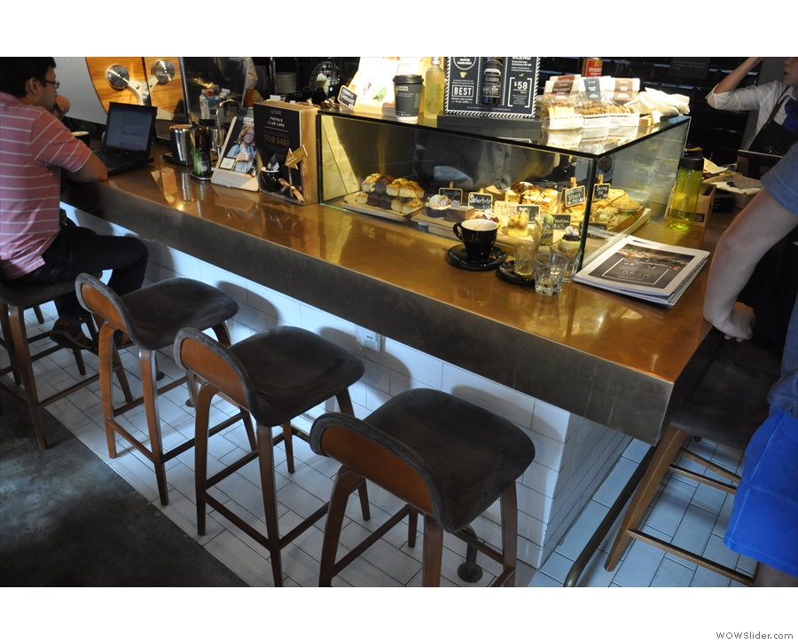 ... or you can sit at the counter itself, where these chairs line its length.