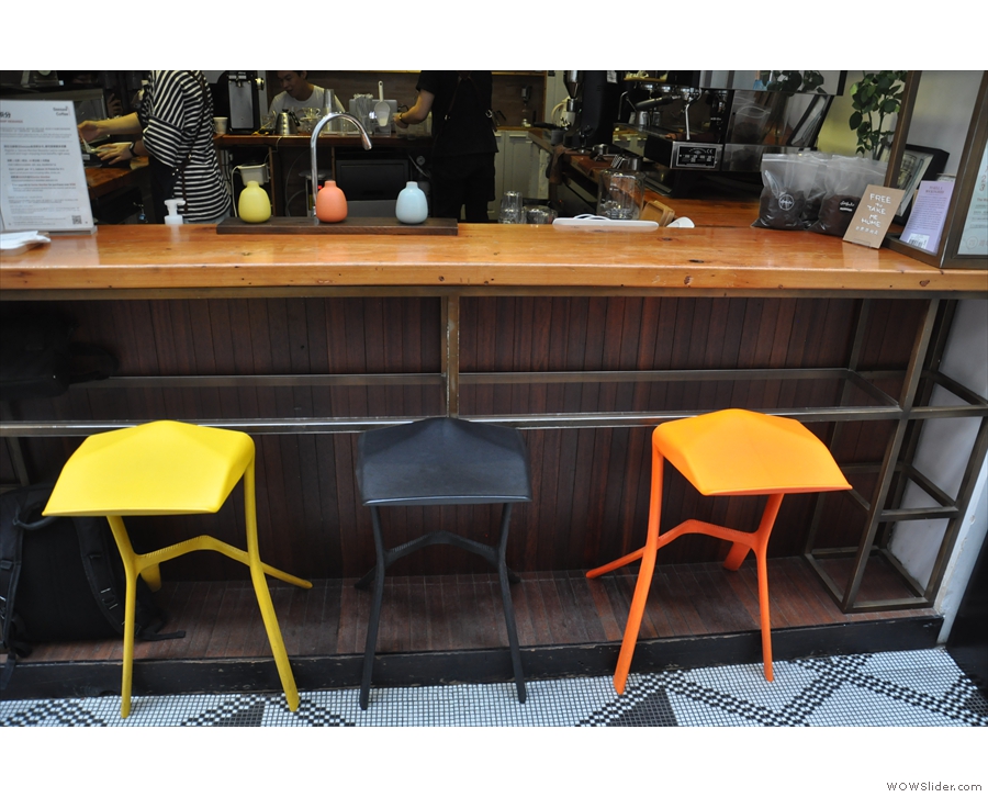 There's a neat little bar on the right with a choice of three bar stools.