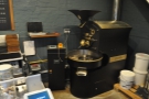 ...although, amazingly, there's enough room in the corner for this, the coffee roaster!