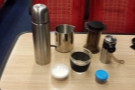An early attempt at making coffee on the go: on a train to Exeter in January 2015.