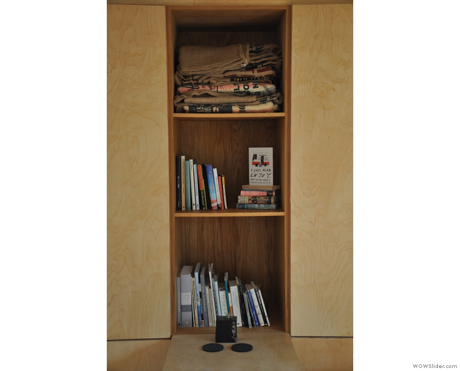 There are some nice touches in here, such as this embedded set of book shelves.
