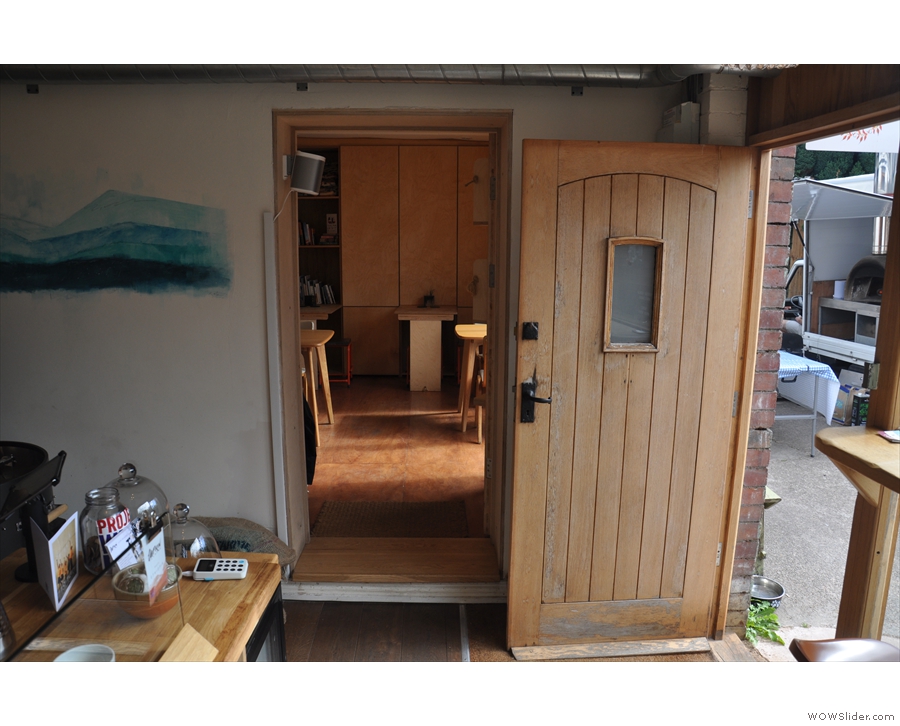 Once you've ordered, you can head back outside or through this connecting door...