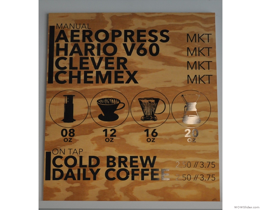 The filter choice is particularly impressive: Aeropress, V60, Clever Dripper & Chemex.