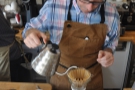 I also put Jonathon, the owner, to work, making some pour-over with the Kalita Wave.