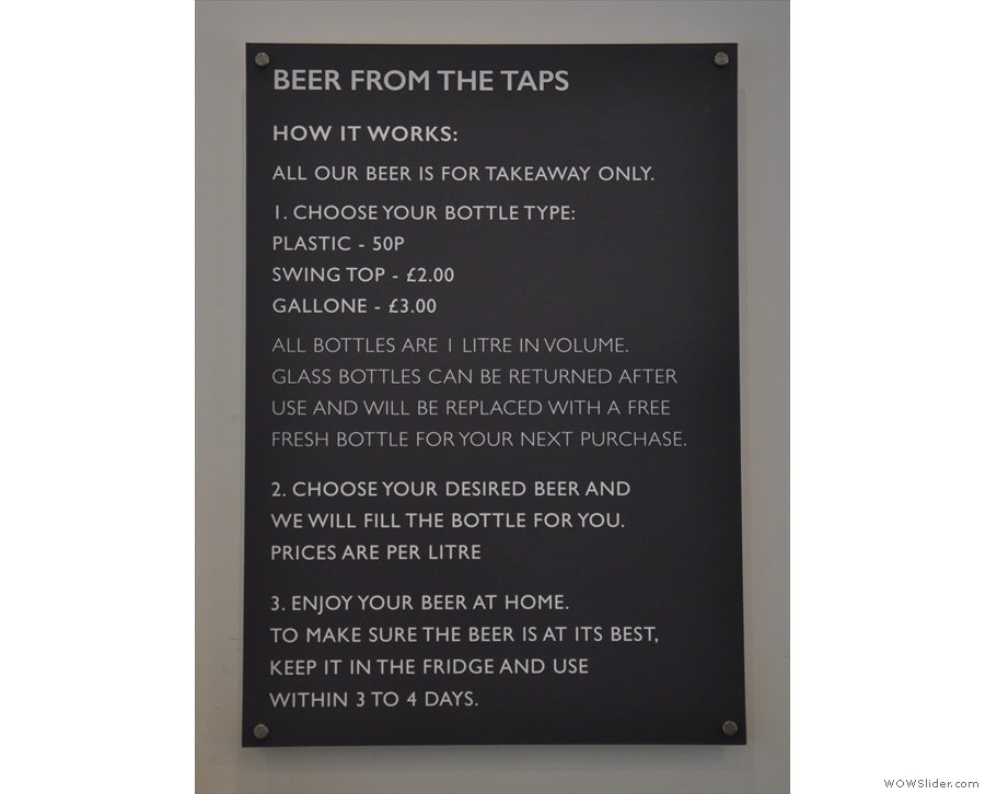The adjacent sign explains it all: the taps are there for samples. And to fill up your bottle.