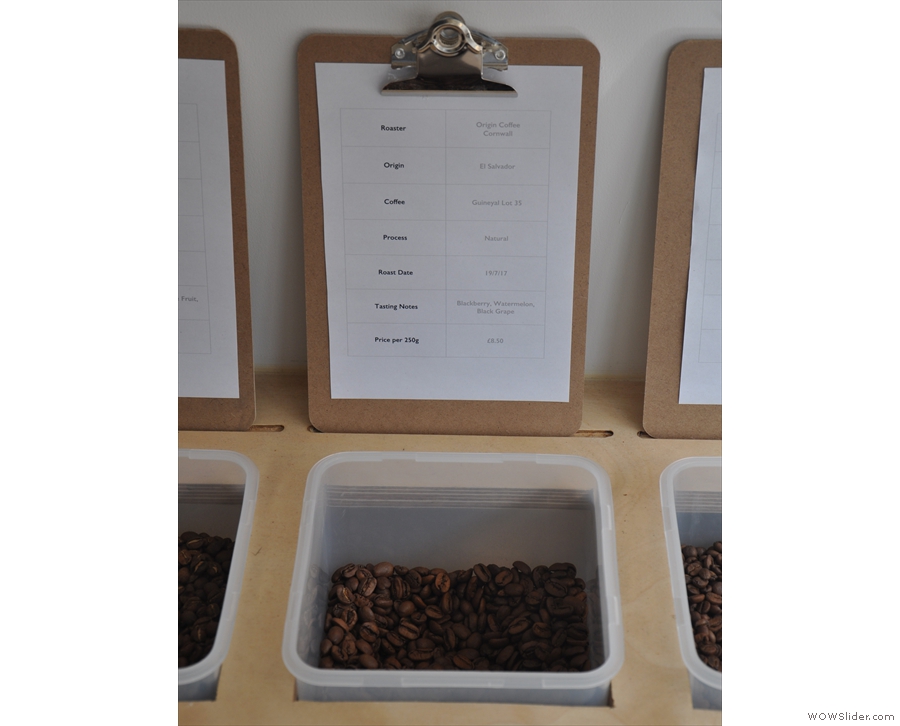 Each bin/bean has a detailed information sheet.