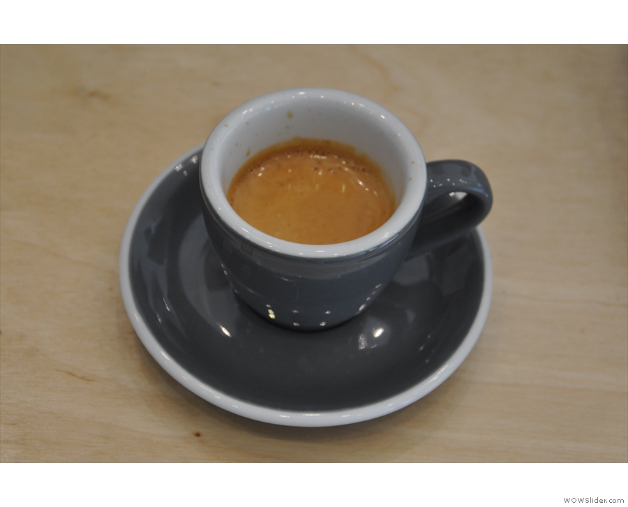 A classic espresso in a classic cup.