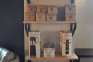 Back up in the coffee bar, Town Square has retail shelves full of coffee-making kit...