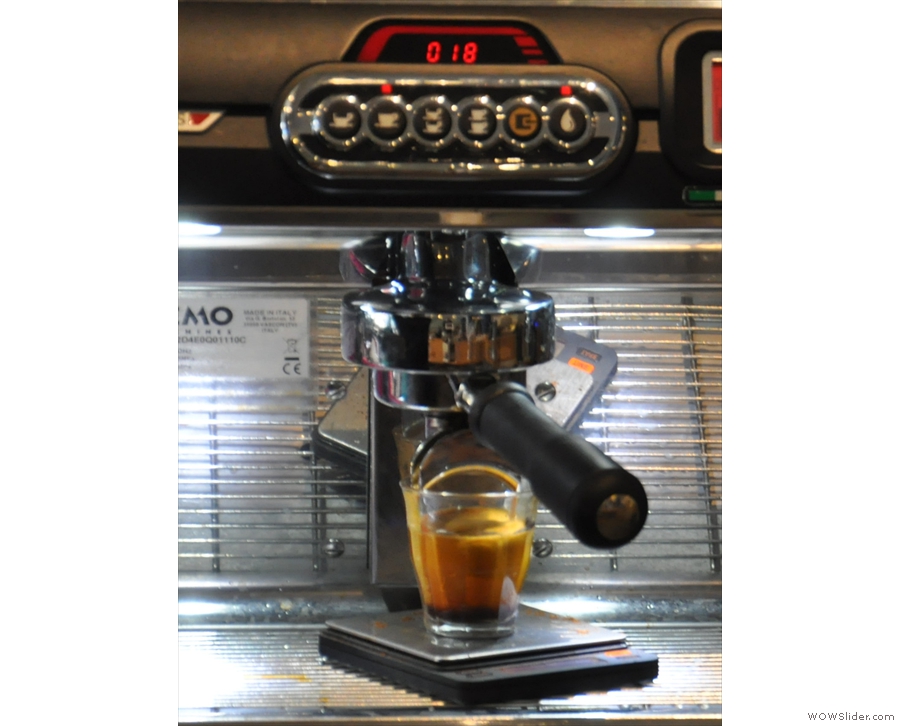 I particularly love watching espresso extract into glass, even when it's out of focus!