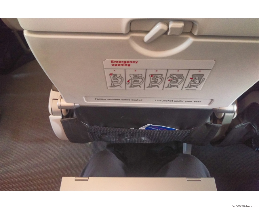 I had my customary exit row seat. Not huge amounts of room, but enough for my knees.