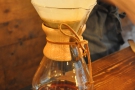 Once the desired weight is achieved, the coffee is left to filter through.