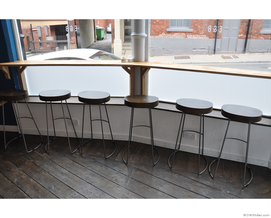 Another look at the window-bar and its bar-stools.The view's pretty good from here too.