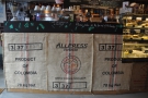 I like the old coffee sacks on the counter. Handy if you want to know who roaster is!