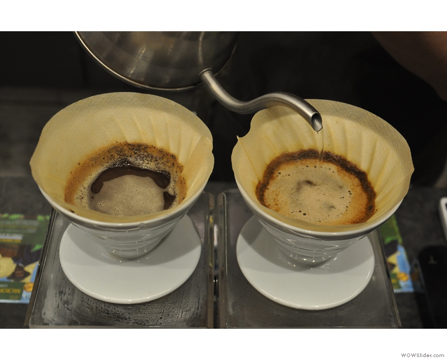 A similar technique is employed, the V60 being filled back to the original level.