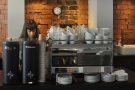 The heart of the coffee operation is the Synesso espresso machine & its two grinders.