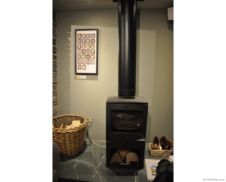 ... is a lovely wood-burning stove for when it gets really chilly out.