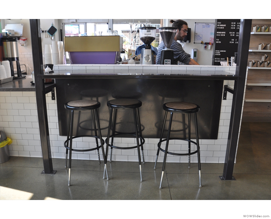 Grab one of the three stools and watch the barista at work.