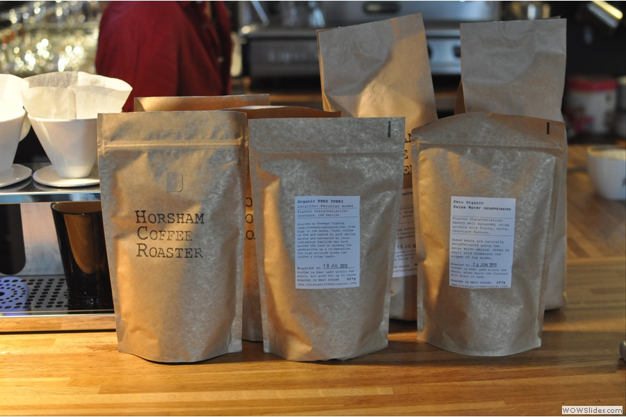 The coffee is now from the local Horsham Coffee Roaster, with an espresso blend and two single-origin beans for the brew bar.
