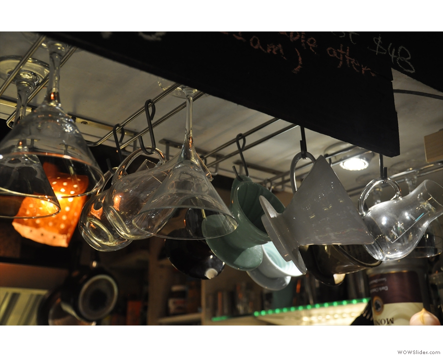 V60s hang above the counter, making use of every available space.