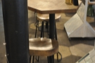 There are tall, cocktail-type tables behind the separators...