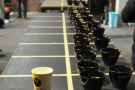The cups are laid out, ready to go...