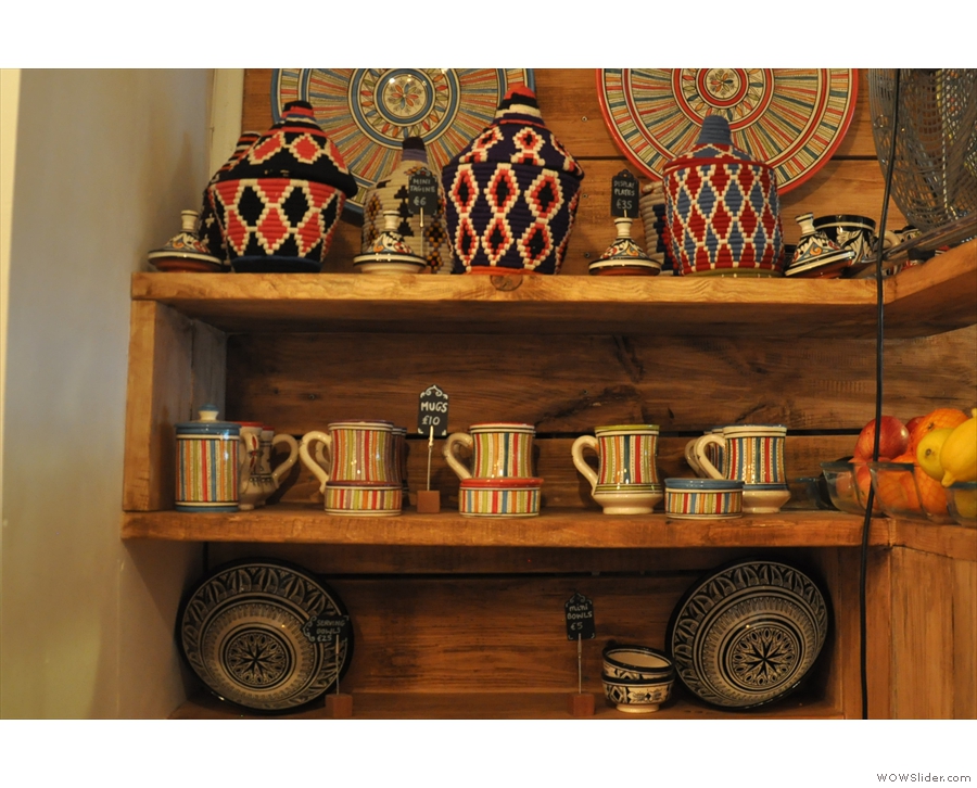 ... Moroccan merchandise, including mugs and tagines.