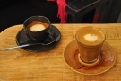 ... which I paired with a lovely cortado (the macchiato in the background belonged to Bex).