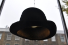 ... with lampshades made of old hats.