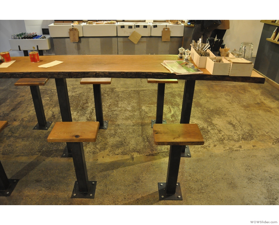 Another view of the communal table in the centre. Note everything is bolted to the floor!
