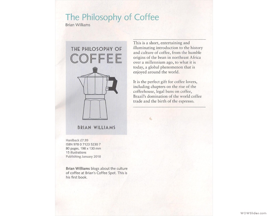 ... and look what was on the first page! It's my book, The Philosophy of Coffee!