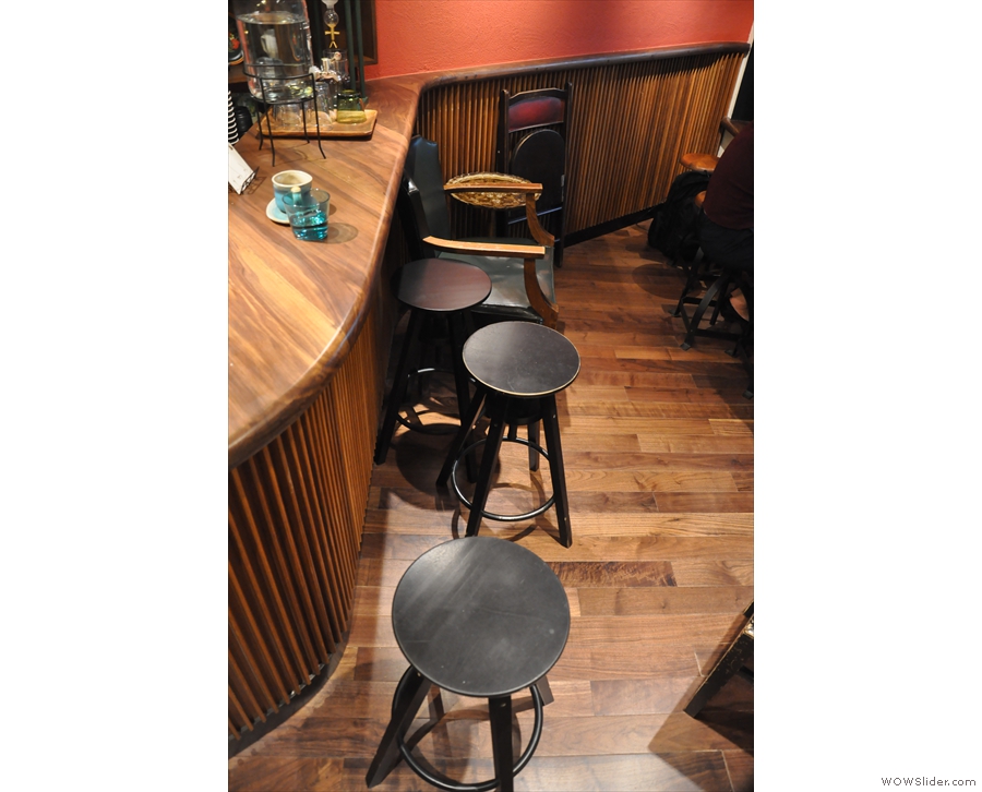 ... starting with a row of stools, Japanese style, by the counter...