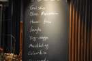 There's a list of (some of) the different coffees Rumors offers on the wall outside...