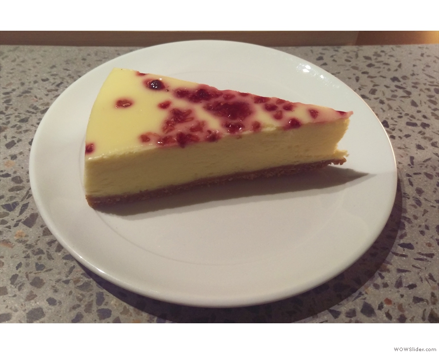 I paired it, as a treat, with an equally awesome slice of raspberry cheesecake.
