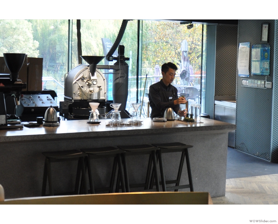 Finally, you can sit at one of four stools by the counter & watch pour-overs being made.
