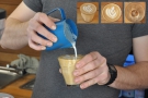 June: Pouring latte art at Canterbury's Lost Sheep Coffee.