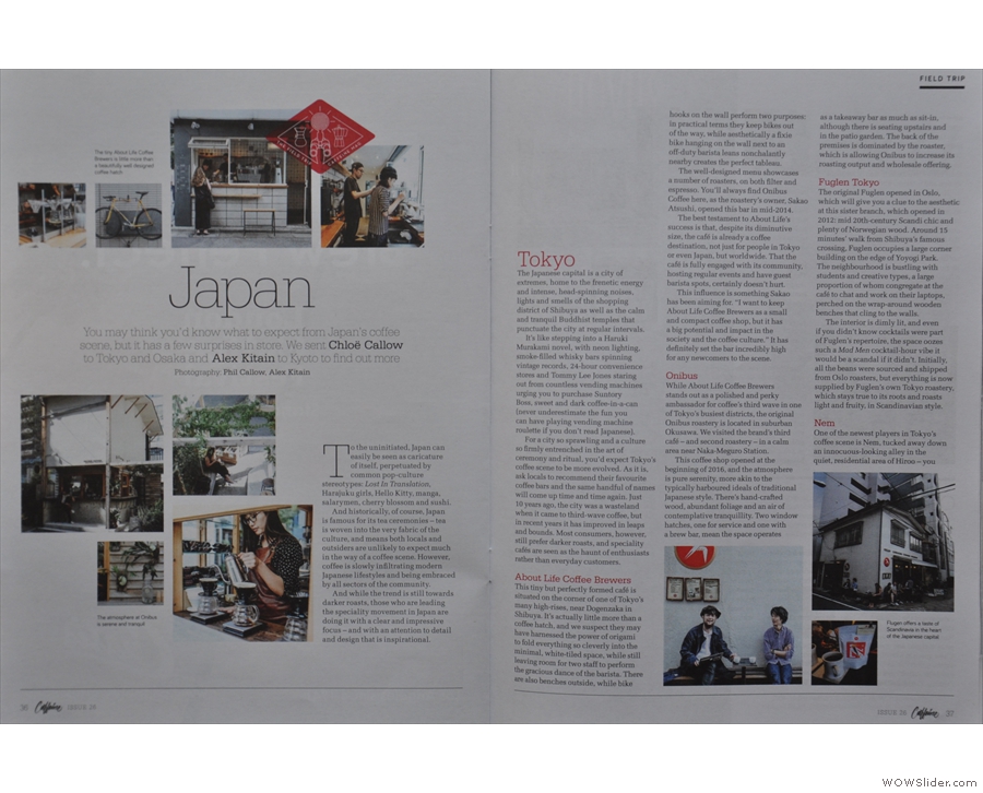 Elsewhere, Caffeine Magazine spreads its wings again as editor Chloe gets to go to Japan.