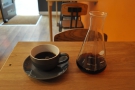 ... of an Ethiopean heirloom coffee, served in a carafe, with the cup on the side.