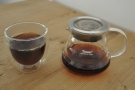 ... to try the pour-over. Here's my Yirgacheffe through the V60, served in a carafe.