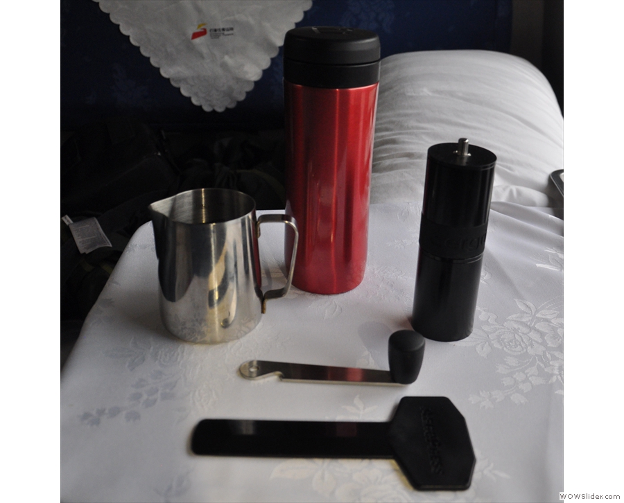 So there will be coffee after all! My trusty Aergrind and Travel Press come out...