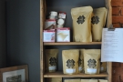 You can buy all of Exe Coffee Roasters output from the retail shelves on the left wall.