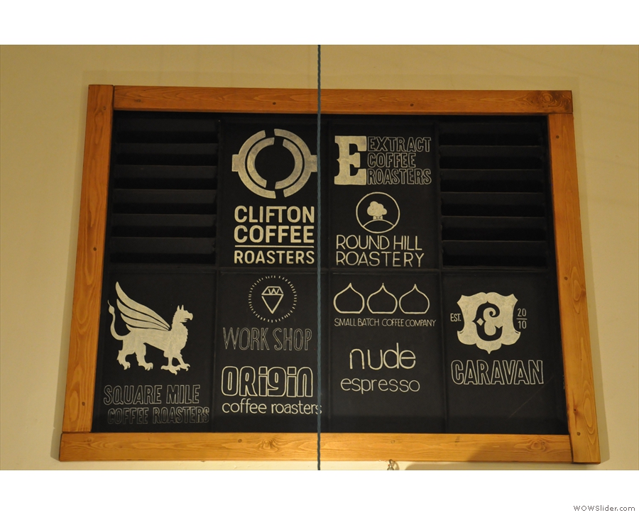 The hall of fame: the house-roaster & some of Small St Espresso's regular guests.