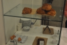 To the left is a small but tempting selectoin of pastries, cakes and eggs.