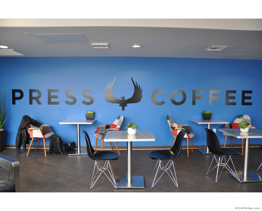 I liked the logo on the back wall. And the gorgeous blue, which is Press Coffee's colour.