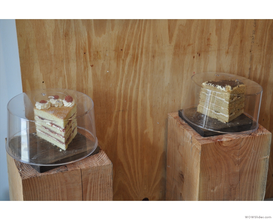 There are also some short, wooden pillars used to display the cakes...